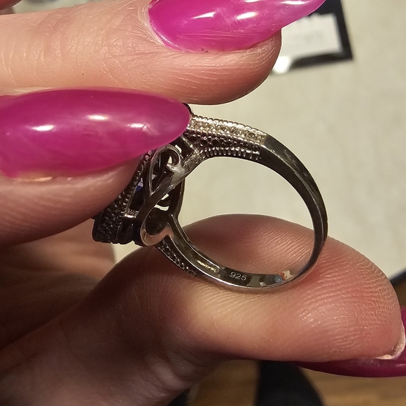 Cushion Cut Amethyst Ring Sterling Silver - Picture 6 of 17